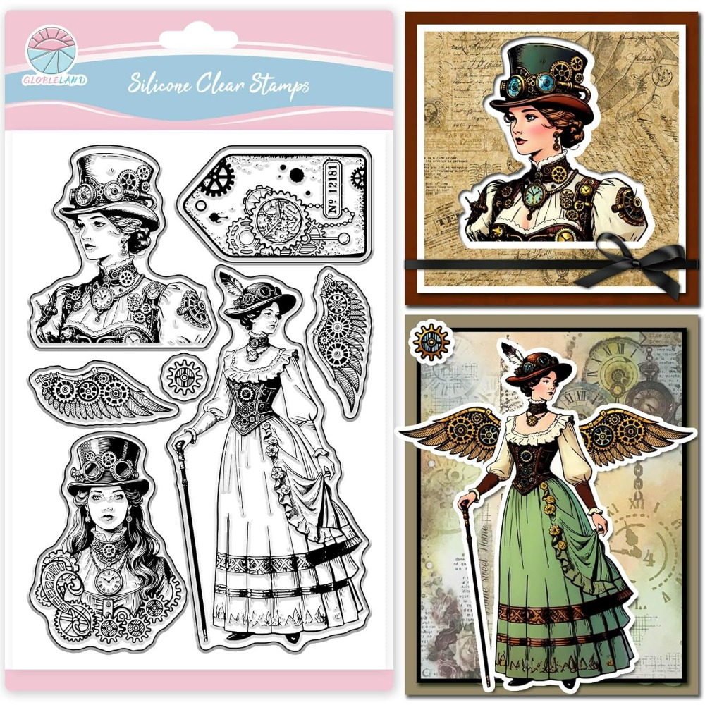 Vintage Collectible Stamps - Vintage Steampunk Label Clear Stamps for