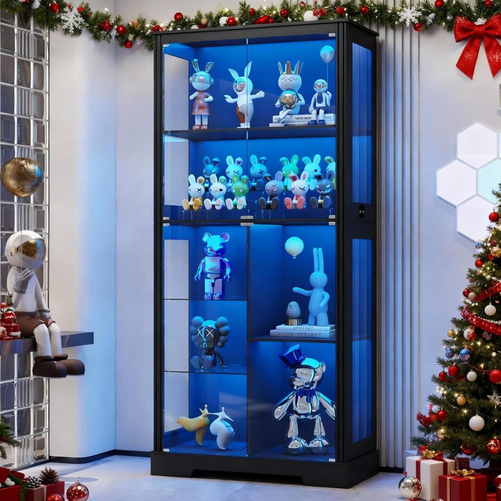 Collectible Collection - 71 Illuminated Glass Curio Cabinet with