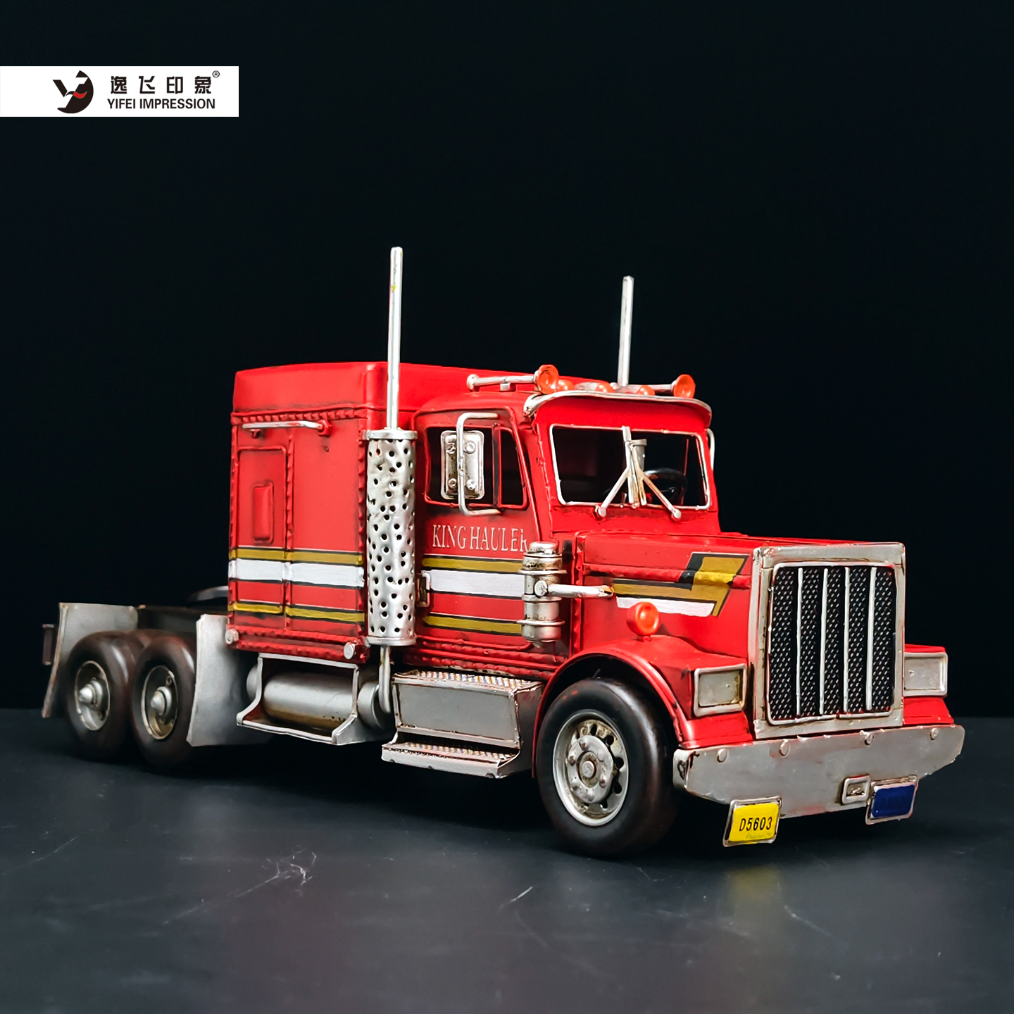 Vintage Collectible Trucks - Vintage Red Semi Truck Iron Art