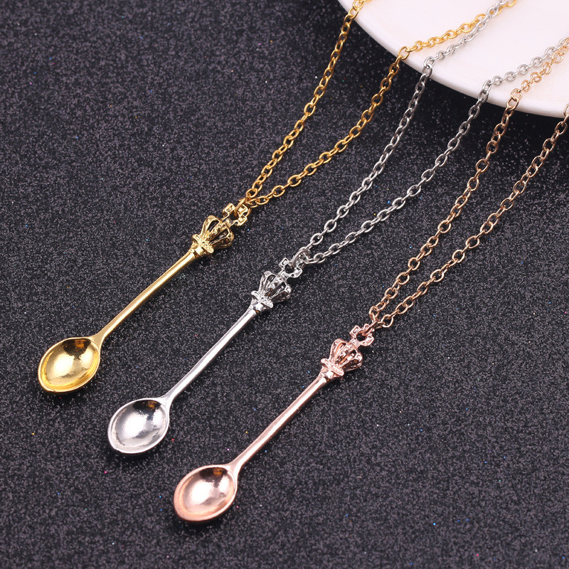 Vintage Collectible Spoons - Alice Vintage Gold Crown Spoon Pendant