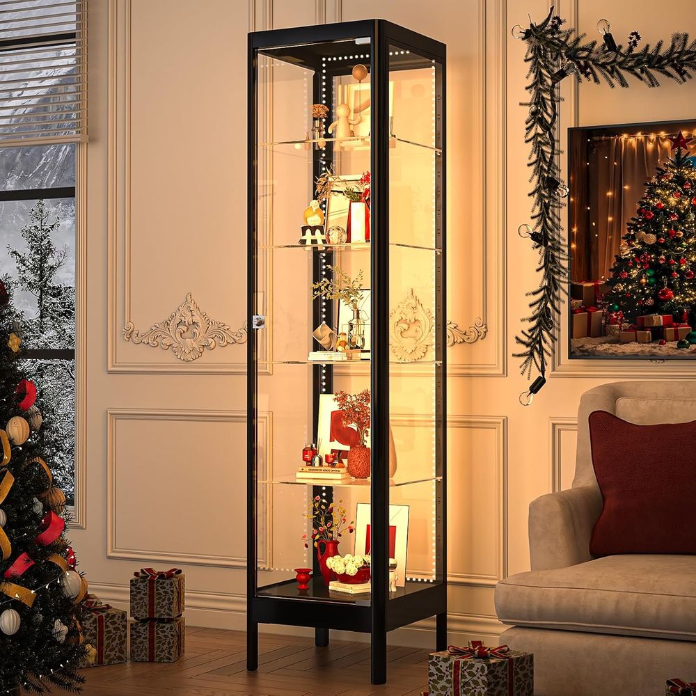 Collectible Collection - 5-Tier Glass Display Cabinet with 13-Color