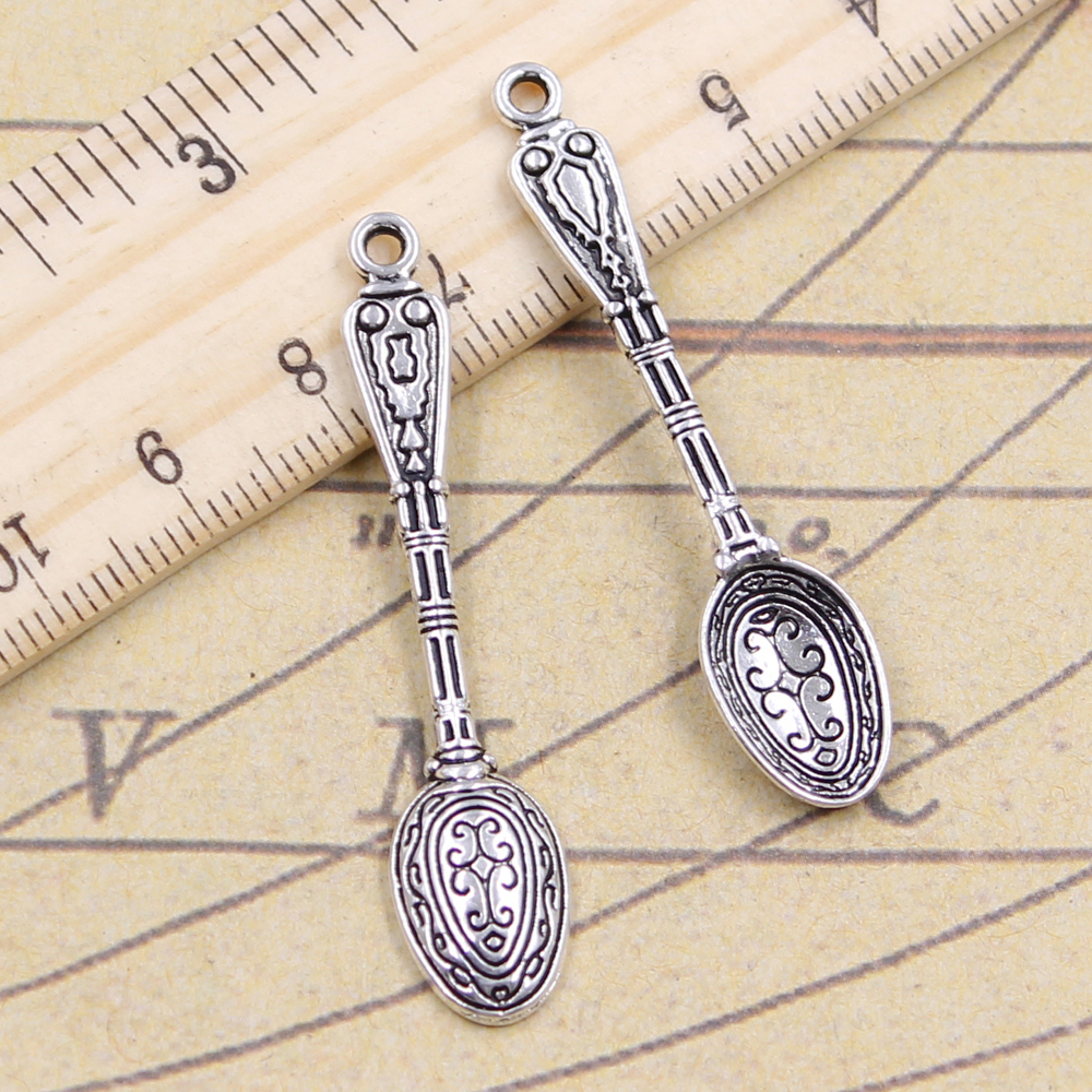 Vintage Collectible Spoons - 10pcs Charms Pattern Spoon 48x10mm Tibetan