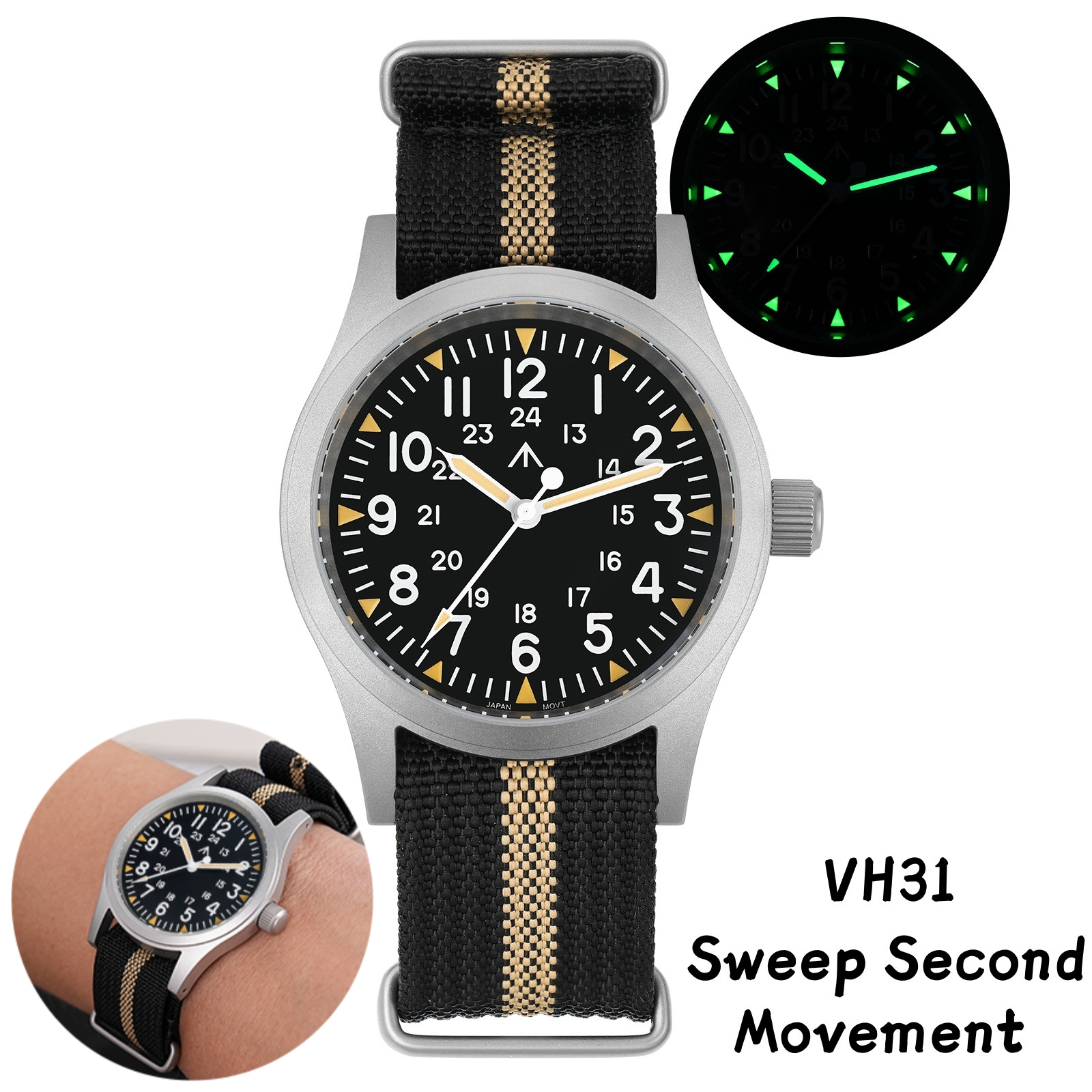 Vintage Watch Crystal - Militado ML05 Vintage Watch VH31 Sweep