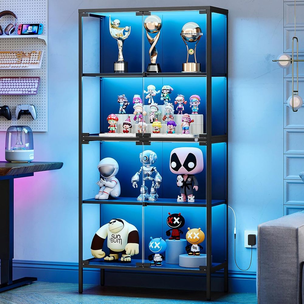 Collectible Collection - 65 LED-Lit Glass Display Cabinet with