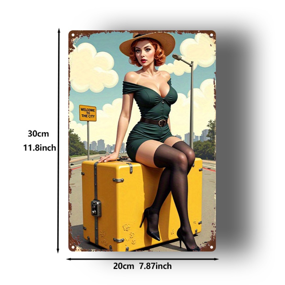 Vintage Beauty with Suitcase M - Vintage Collectible Signs 评论和价格