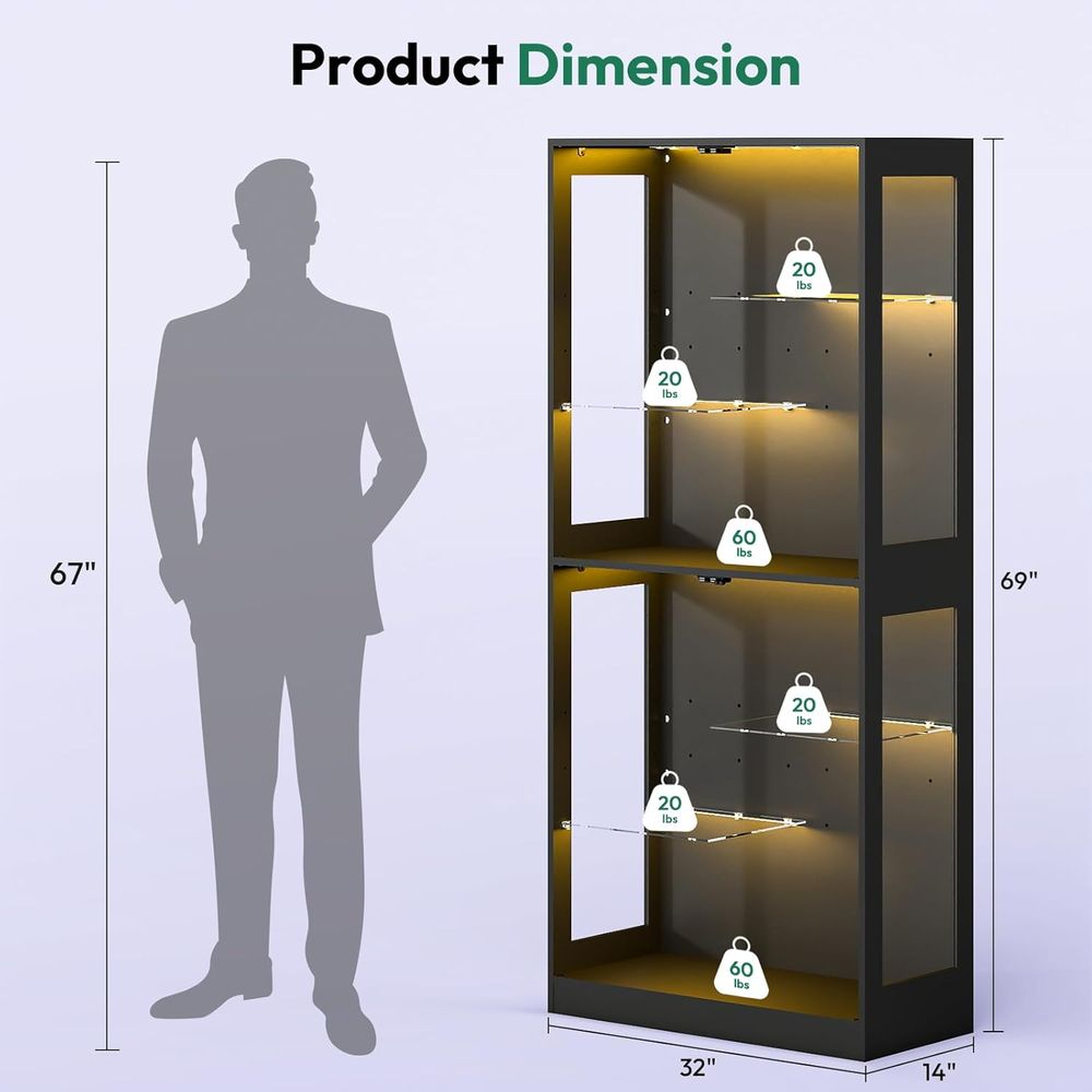 69 LED-Lit Glass Display Cabin - Collectible Collection 评论和价格
