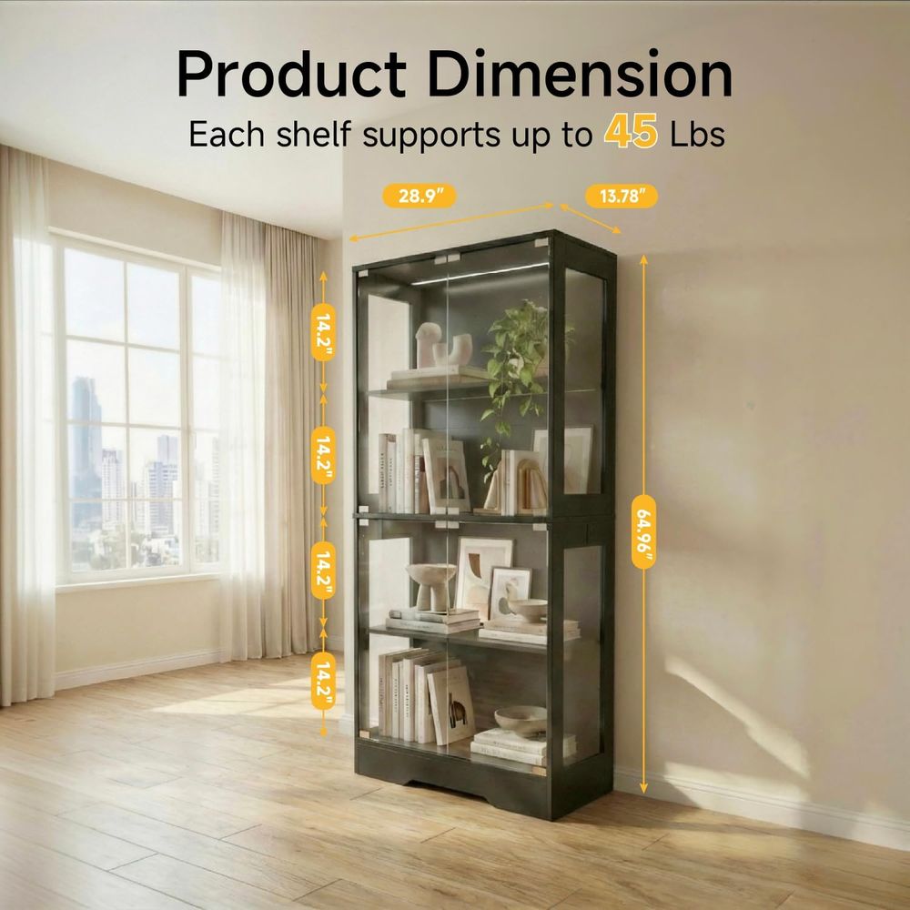 Dual-Tier Glass Display Cabine - Collectible Collection 评论和价格