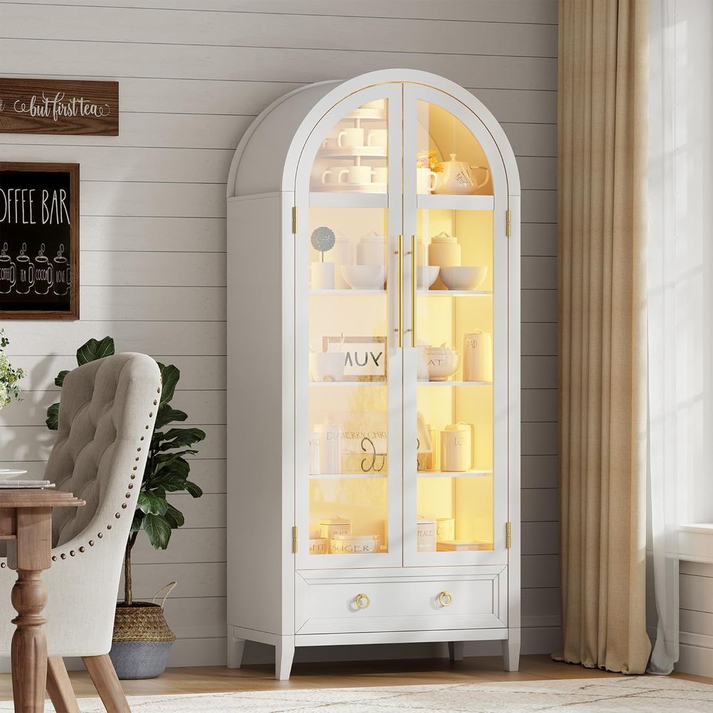 4-Tier Glass Display Cabinet,  - Collectible Collection 评论和价格