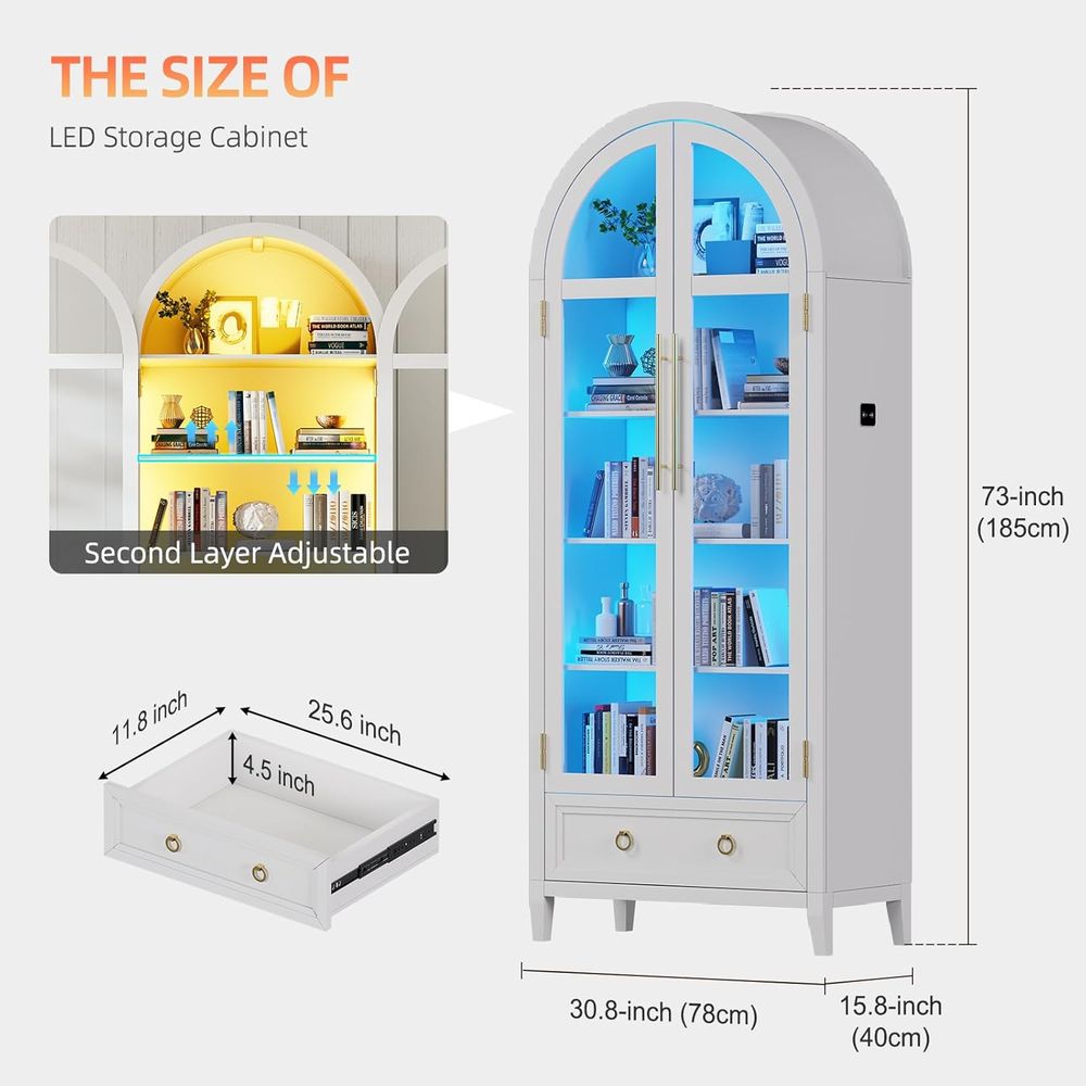 4-Tier Glass Display Cabinet,  - Collectible Collection 评论和价格