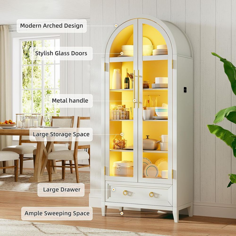 4-Tier Glass Display Cabinet,  - Collectible Collection 评论和价格