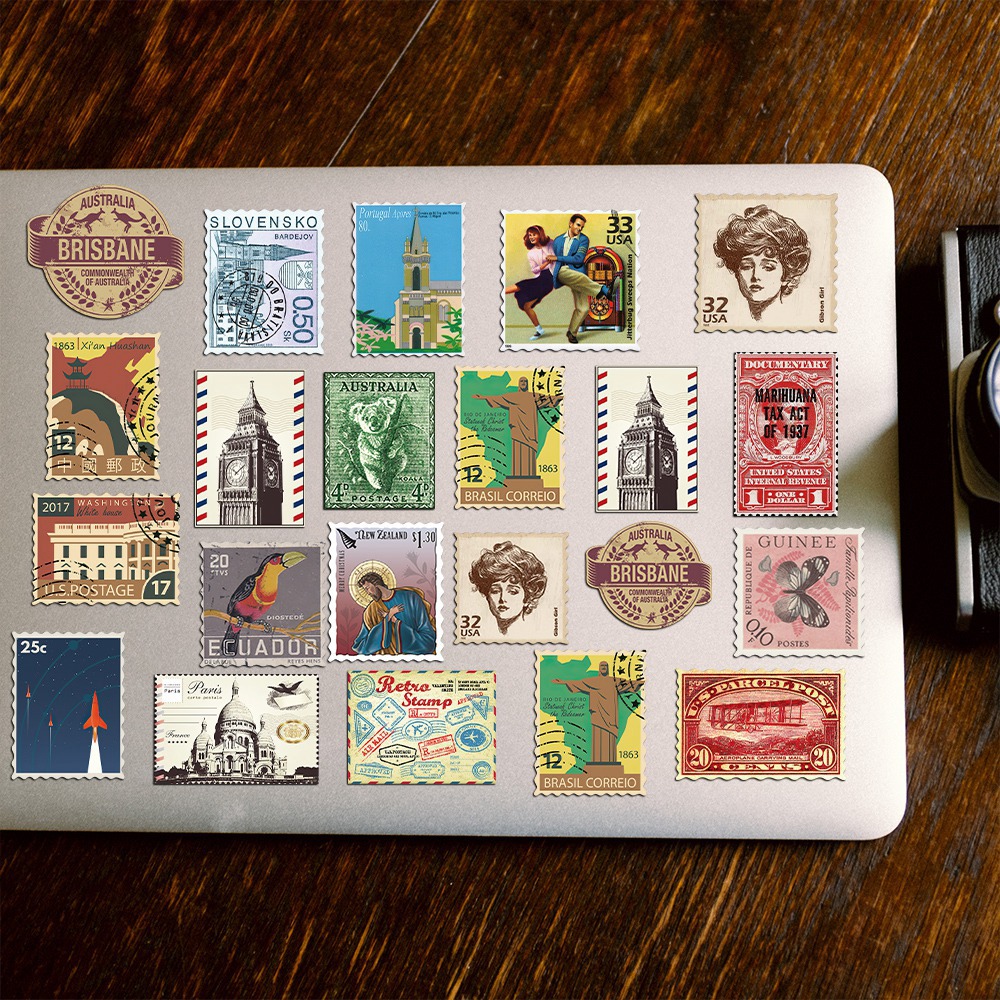 50 Vintage Travel Stamp Sticke - Vintage Collectible Stamps 评论和价格