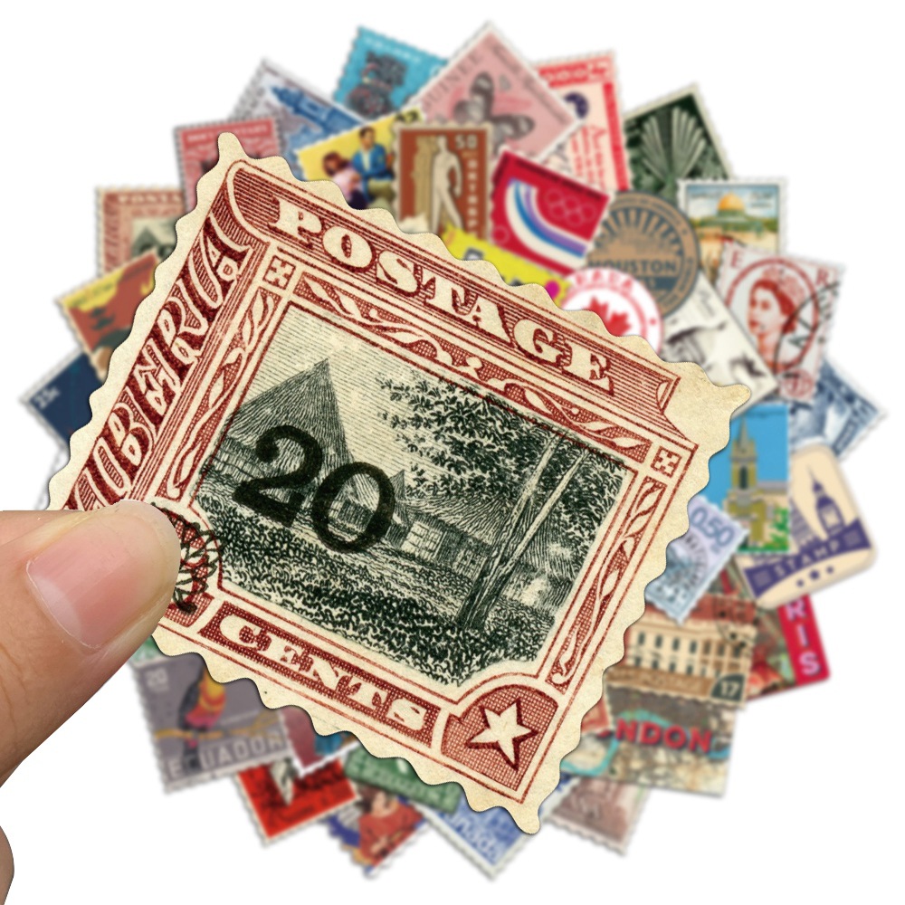 50 Vintage Travel Stamp Sticke - Vintage Collectible Stamps 评论和价格