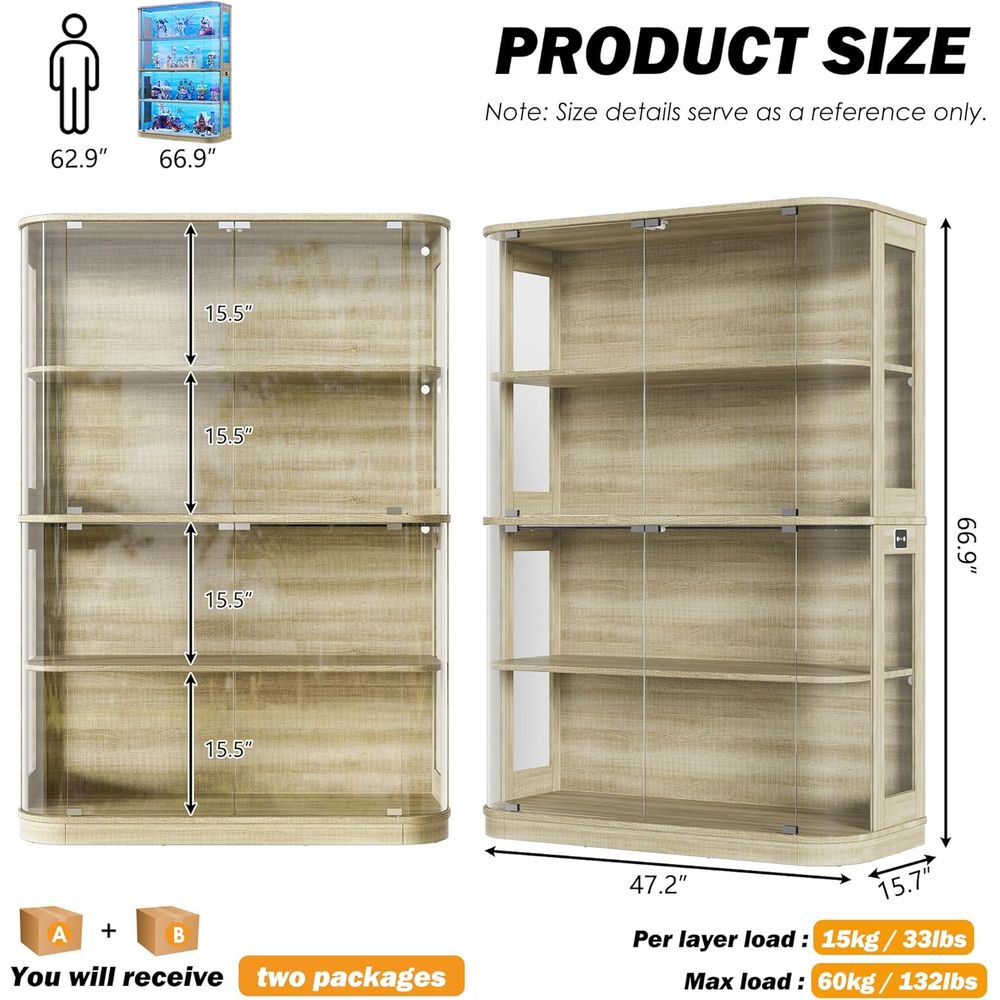47.2 Glass-Door 4-Tier Display - Collectible Collection 评论和价格