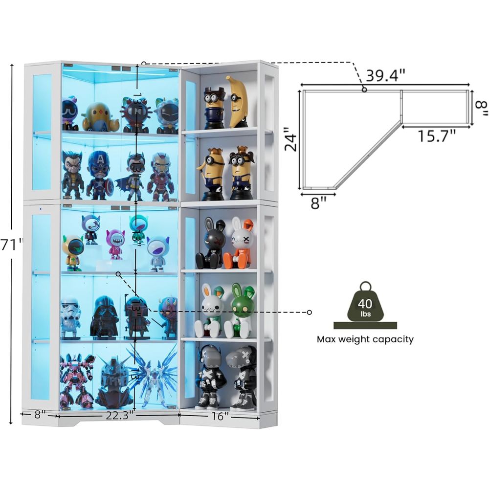5-Tier Glass Display Cabinet w - Collectible Collection 评论和价格