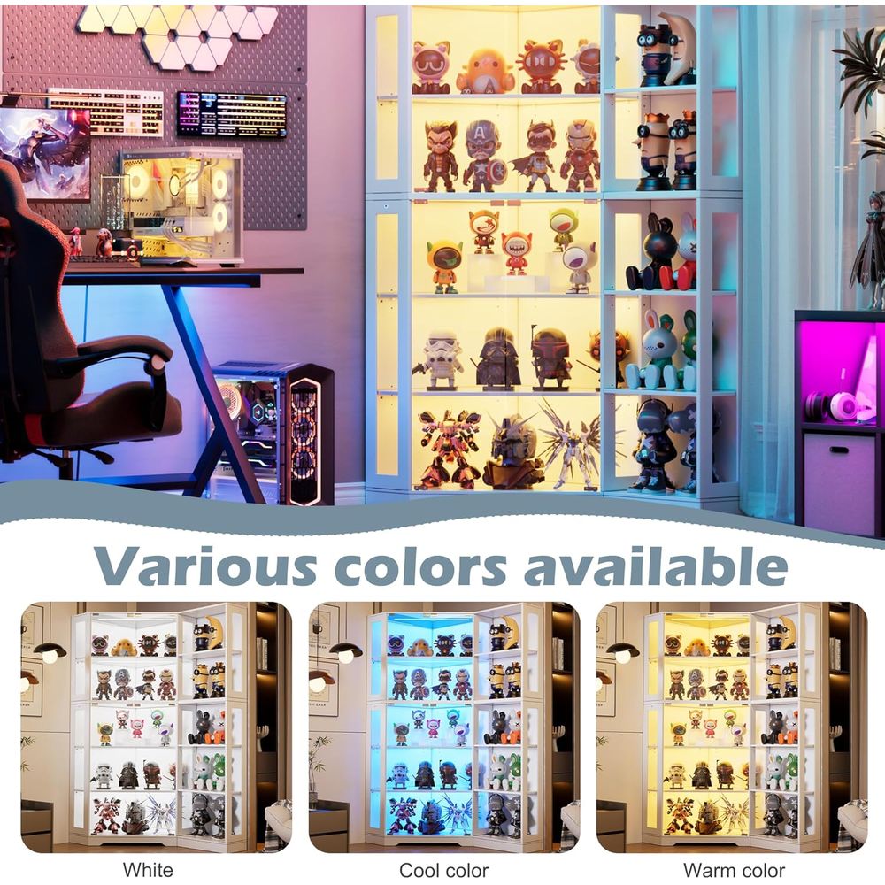 5-Tier Glass Display Cabinet w - Collectible Collection 评论和价格