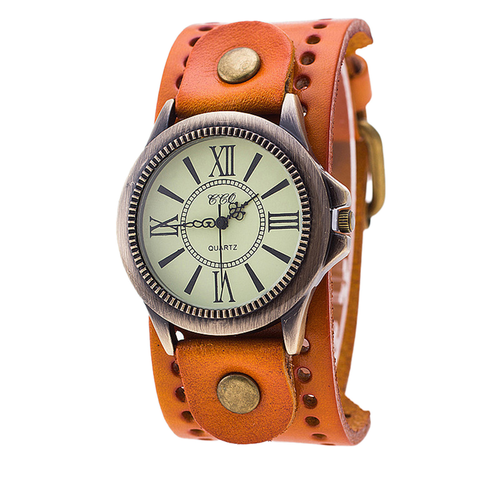 Punk Retro Leather Watch Roman - Vintage Watch Crystal 评论和价格