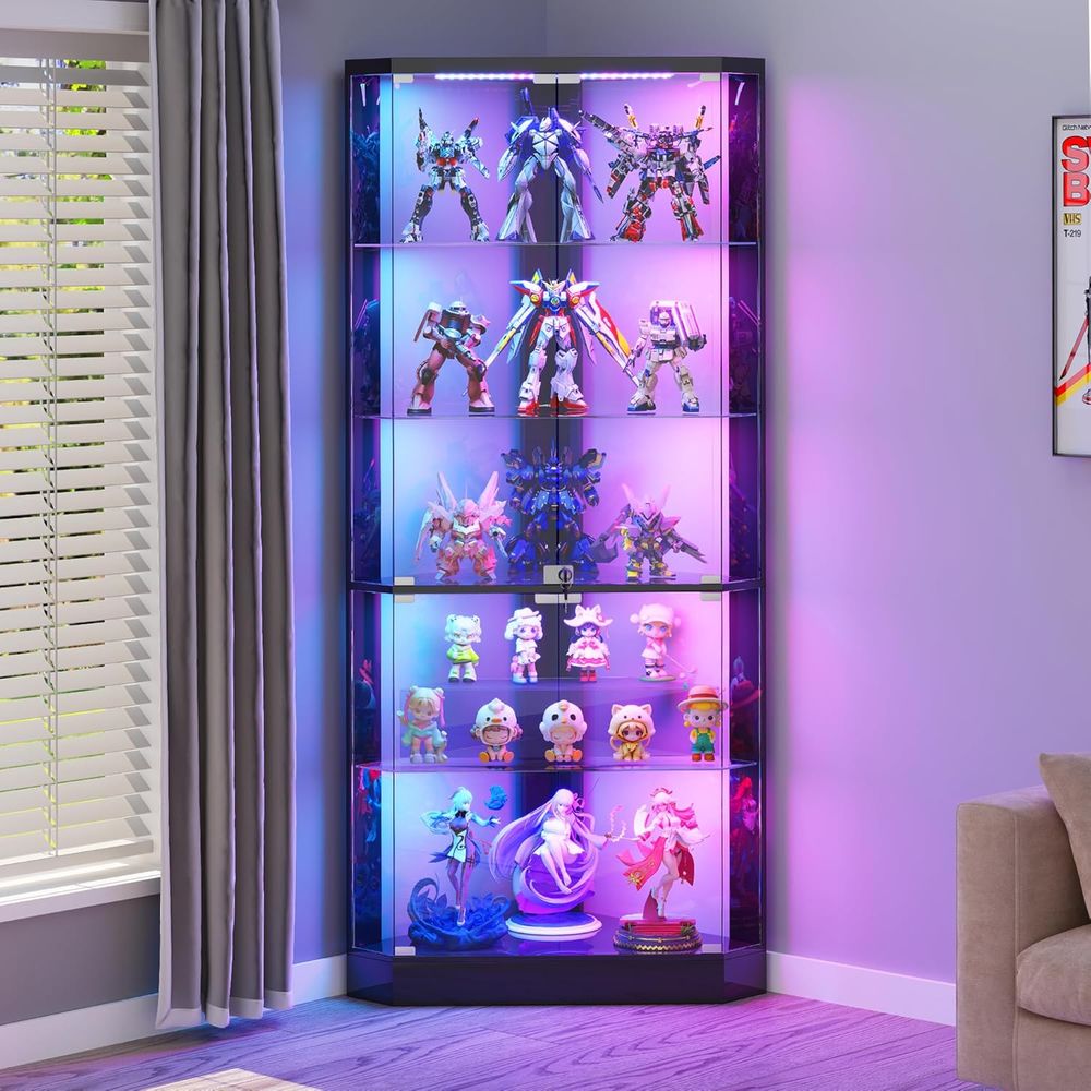 69 Black 5-Tier Glass Display  - Collectible Collection 评论和价格