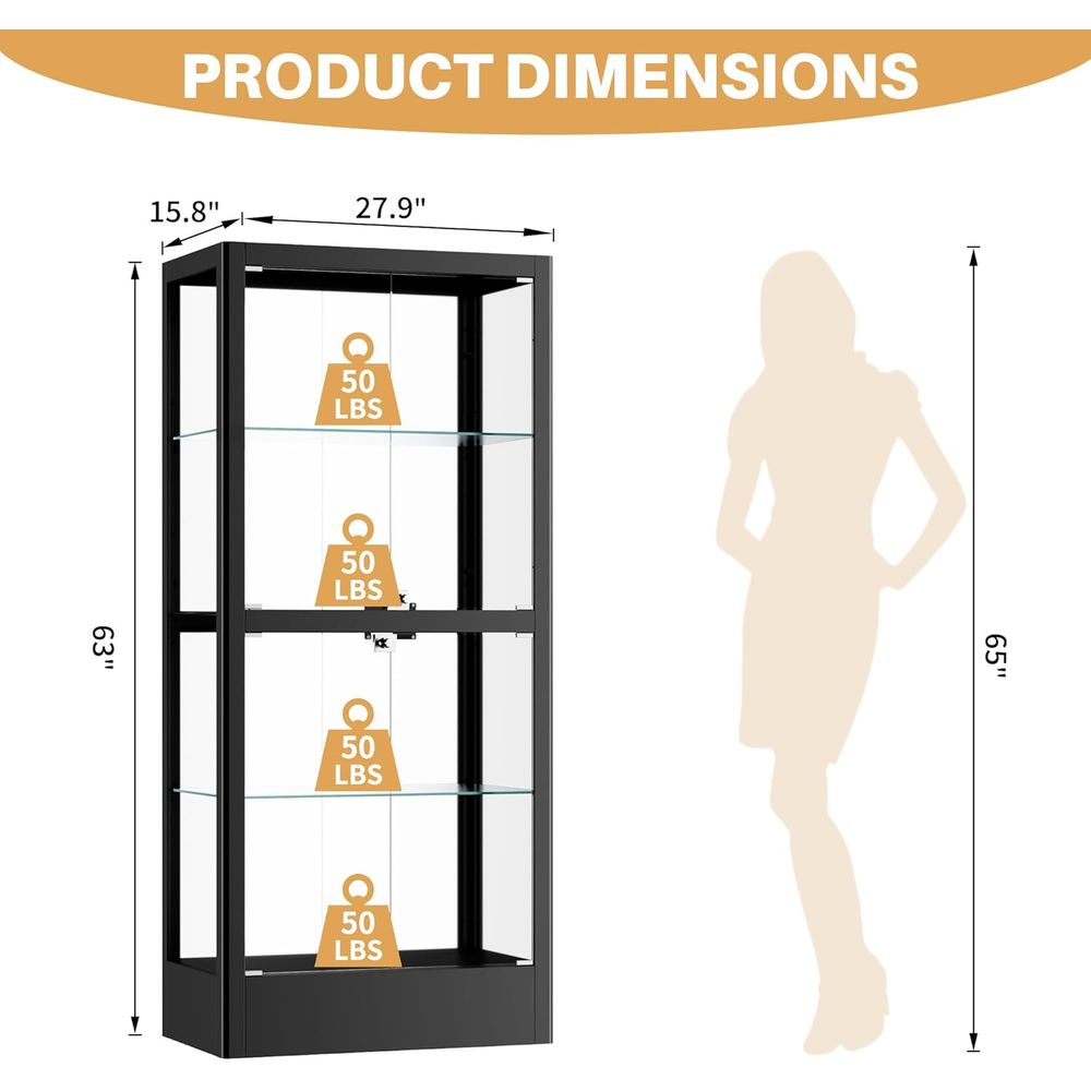 4-Sided Lockable Glass Display - Collectible Collection 评论和价格