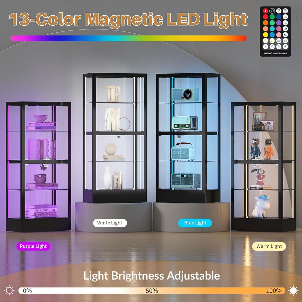 4-Sided Lockable Glass Display - Collectible Collection 评论和价格