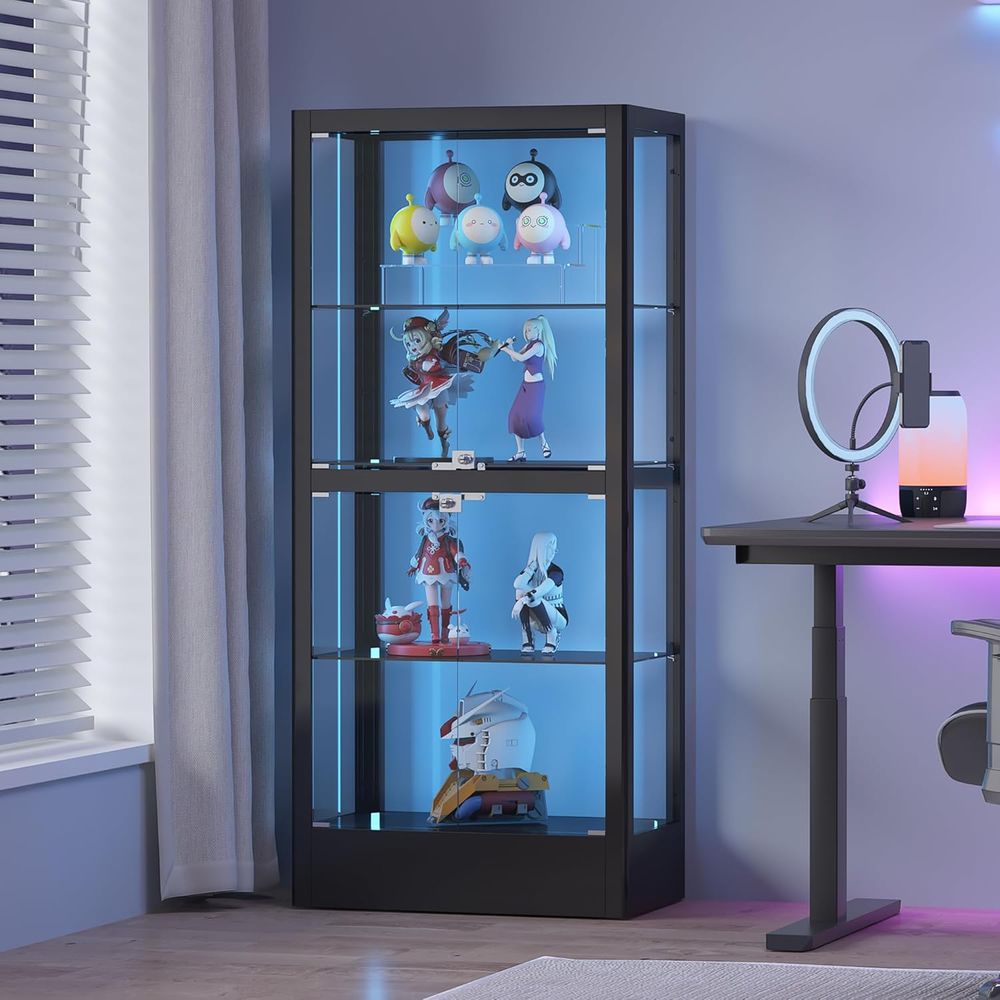 4-Sided Lockable Glass Display - Collectible Collection 评论和价格