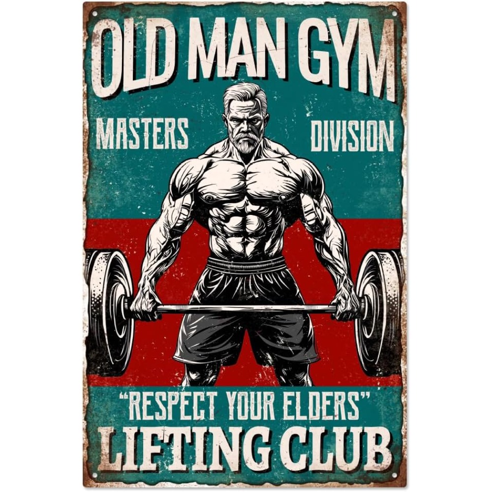 Vintage Old Man Gym Metal Tin  - Vintage Collectible Signs 评论和价格