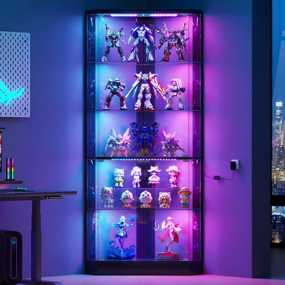 5-Tier LED RGB Lighted Glass S - Collectible Collection 评论和价格