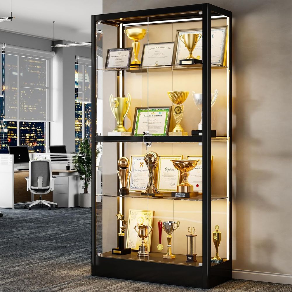 65 H 4-Tier Glass Display Cabi - Collectible Collection 评论和价格