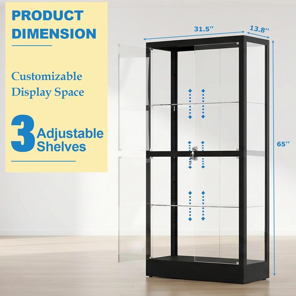 65 H 4-Tier Glass Display Cabi - Collectible Collection 评论和价格
