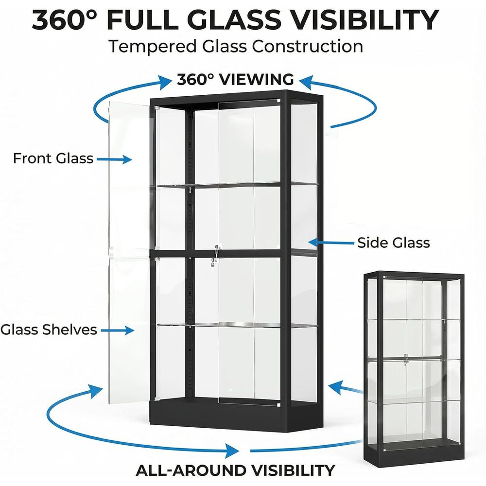 65 H 4-Tier Glass Display Cabi - Collectible Collection 评论和价格