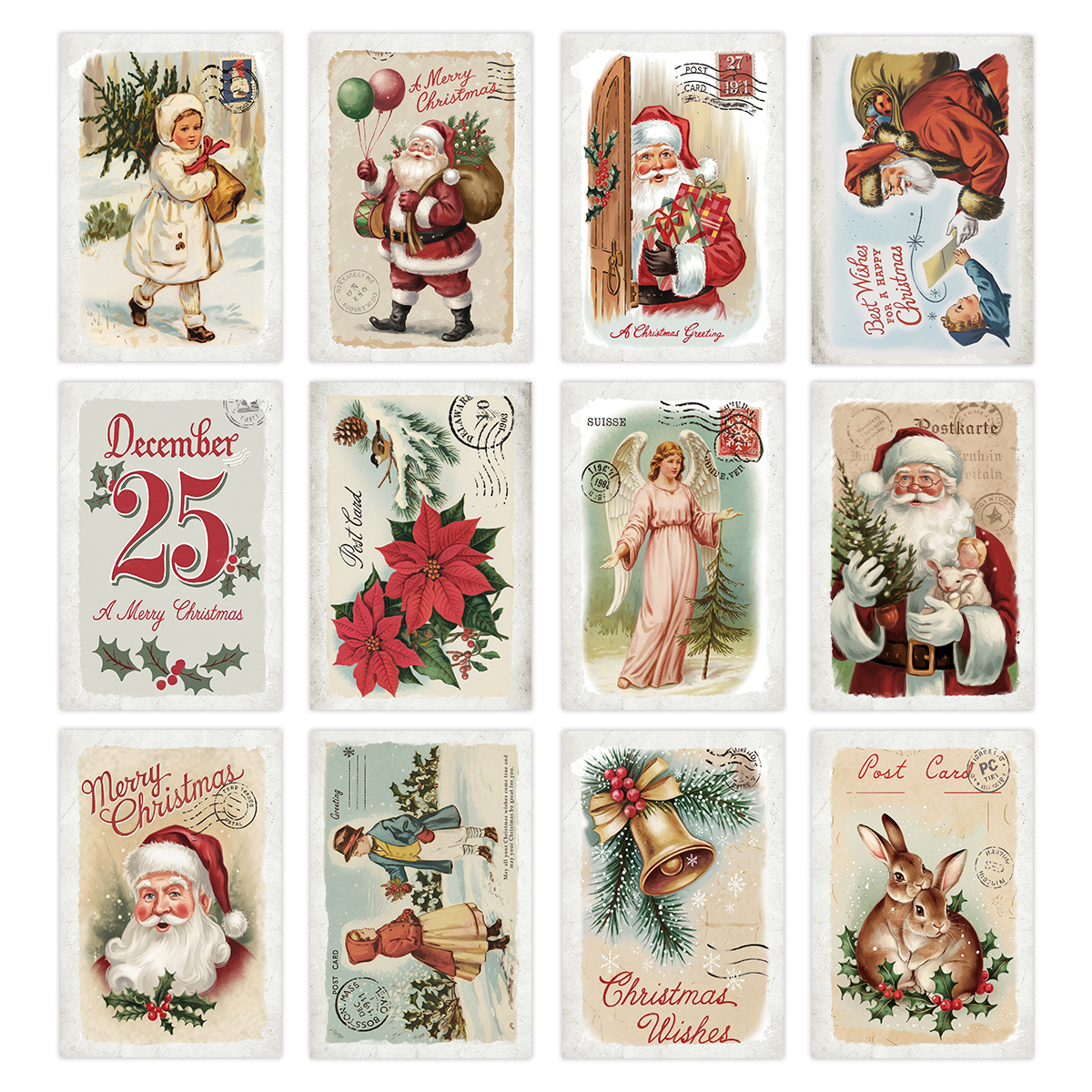 12pcs Vintage Christmas Stamp  - Vintage Collectible Stamps 评论和价格