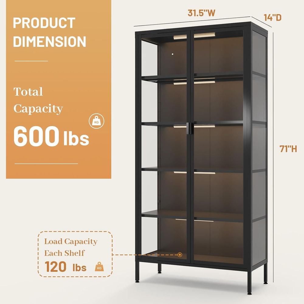 71-Inch Tall Glass Display Cab - Collectible Collection 评论和价格