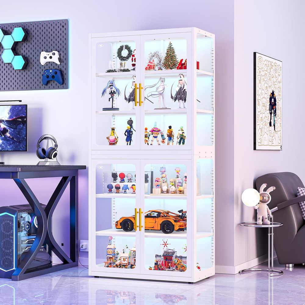 68 White Glass Display Cabinet - Collectible Collection 评论和价格