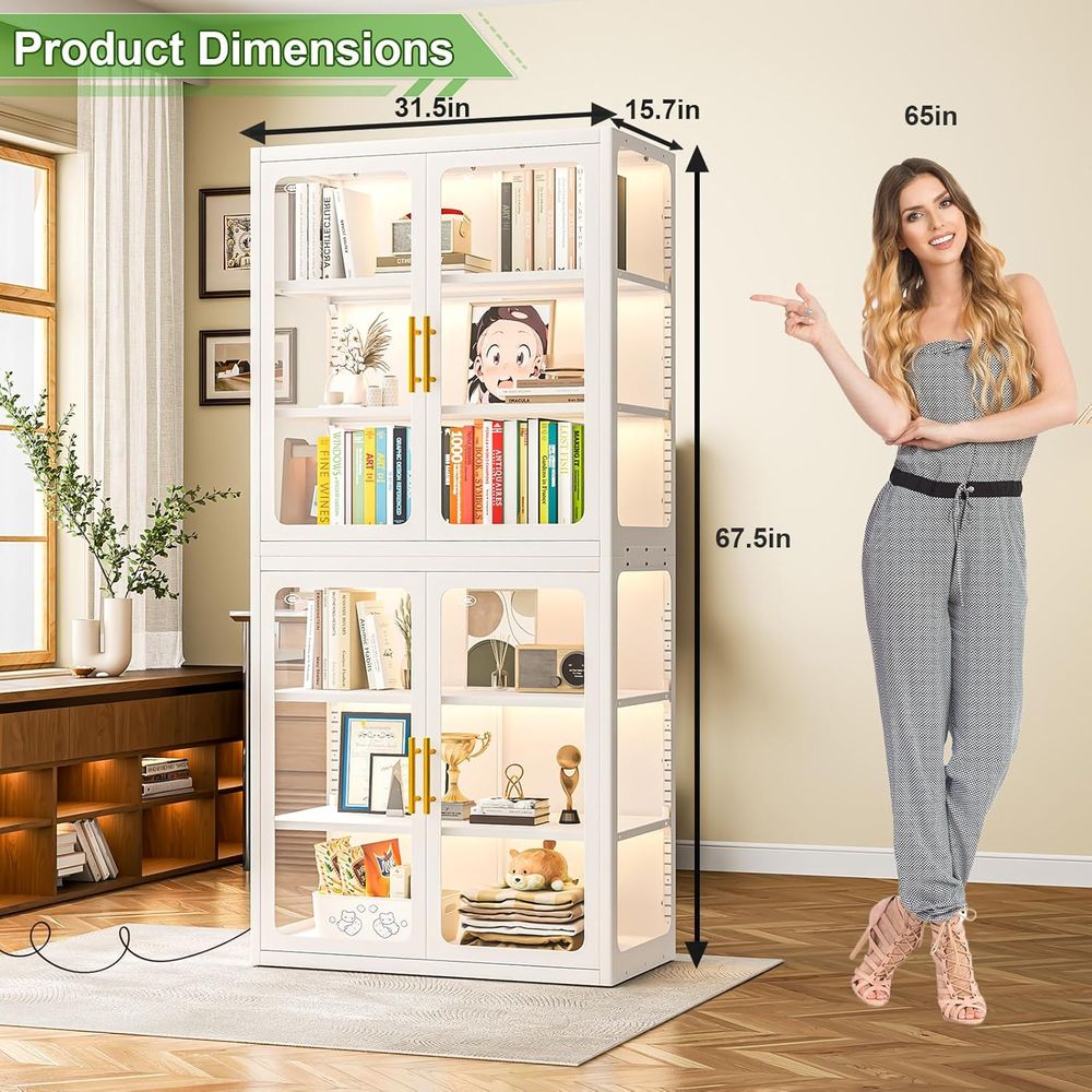 68 White Glass Display Cabinet - Collectible Collection 评论和价格