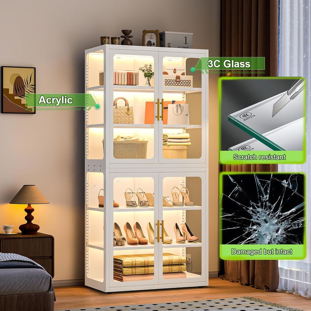 68 White Glass Display Cabinet - Collectible Collection 评论和价格