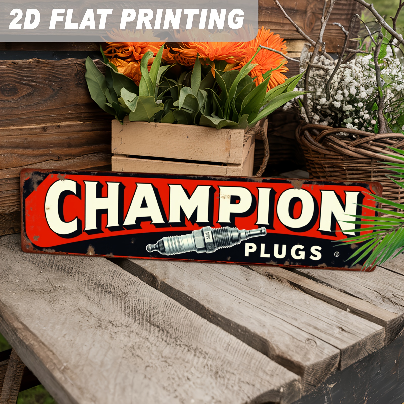 2D Flat, 1pc Champion Plugs Vi - Vintage Collectible Signs 评论和价格