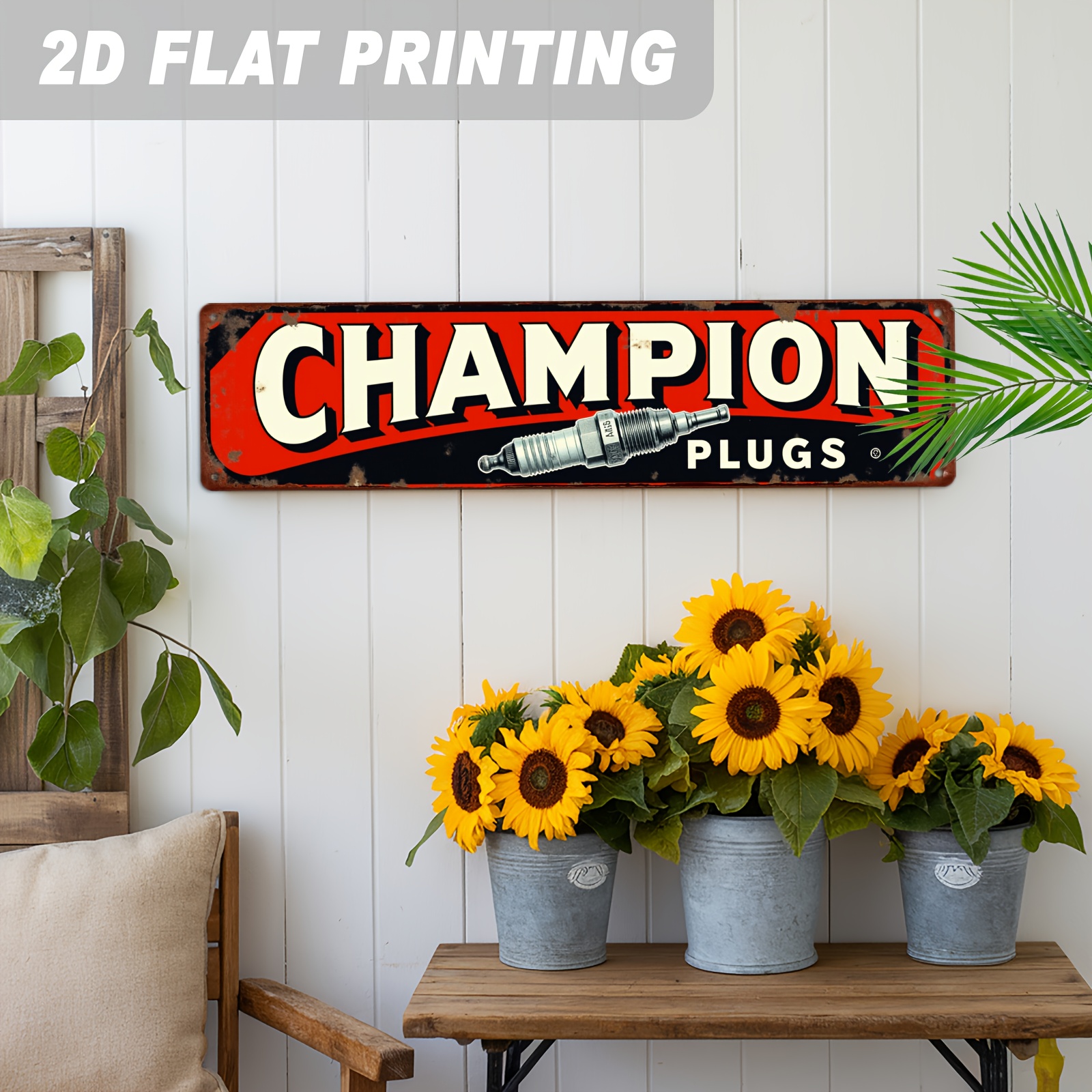 2D Flat, 1pc Champion Plugs Vi - Vintage Collectible Signs 评论和价格