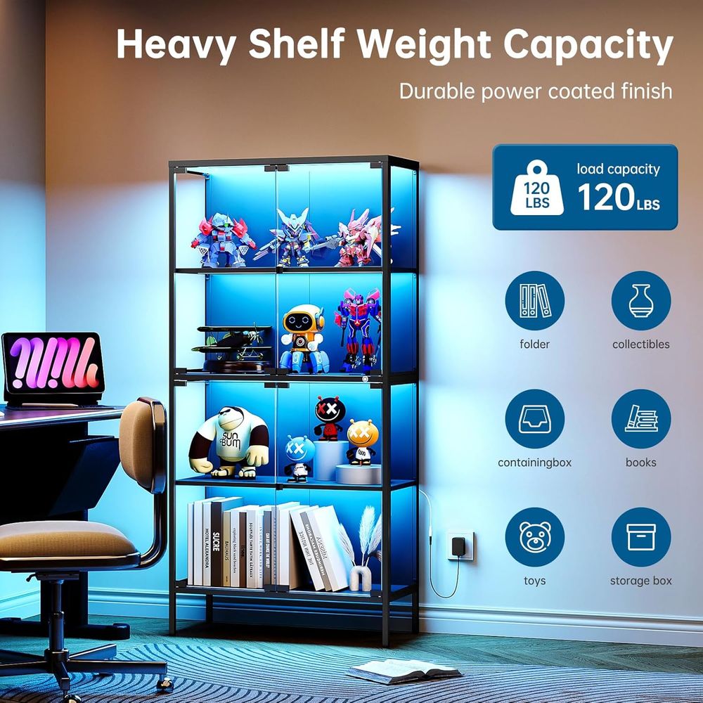 65 LED-Lit Glass Display Cabin - Collectible Collection 评论和价格