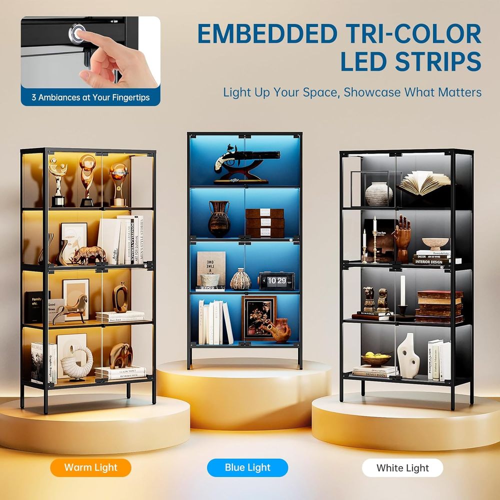 65 LED-Lit Glass Display Cabin - Collectible Collection 评论和价格